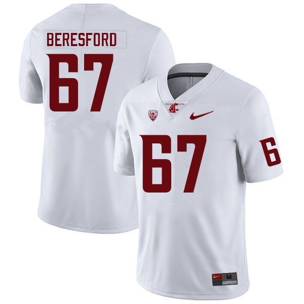 Men #67 Jack Beresford Washington State Cougars College Football Jerseys Sale-White